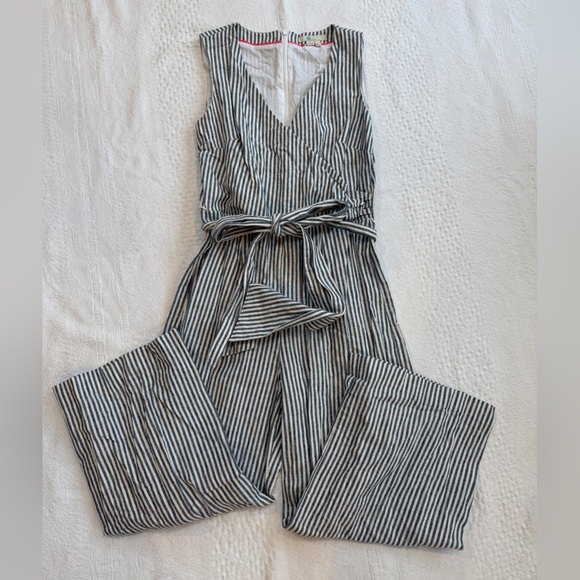 Boden Striped Jumpsuit Women’s Size 4 Tie Waist Sleeveless - Picture 2 of 6